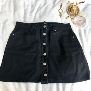BLACK DENIM SKIRT W/ SILVER BUTTONS